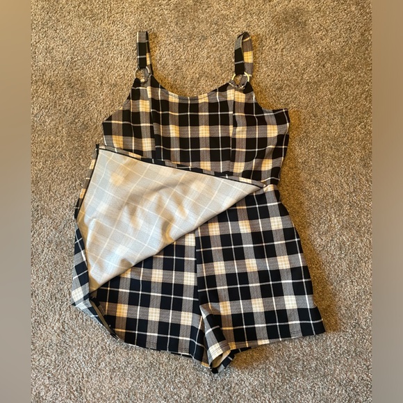 Plaid Mini Skort Romper - Picture 2 of 4